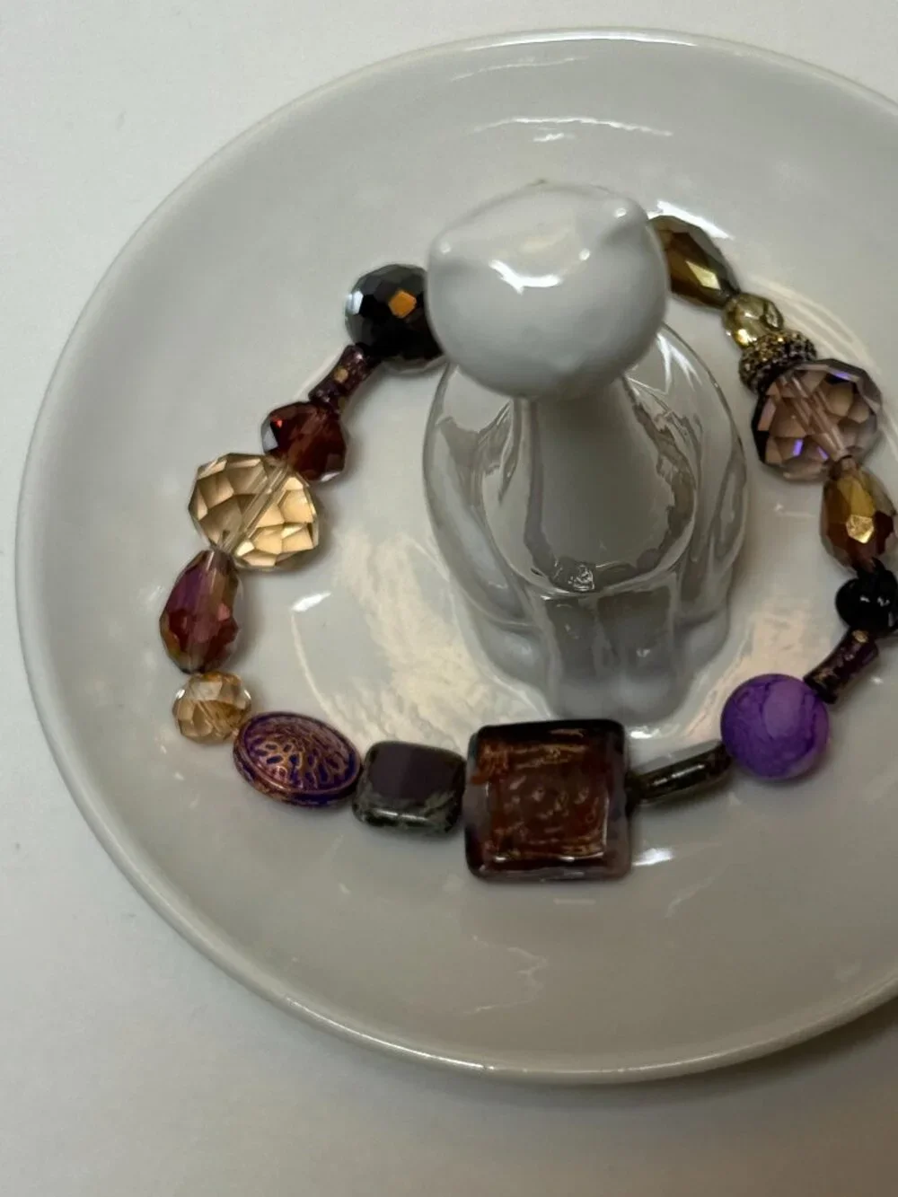 4 Stretchy Handcrafted Beaded Bracelets Purple Featuring Jesse James Beads